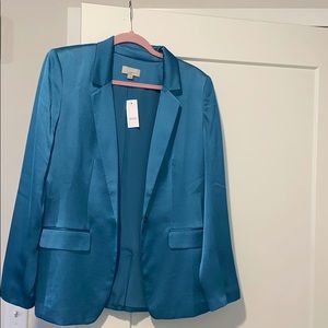 NWOT Teal Satin LOFT Blazer